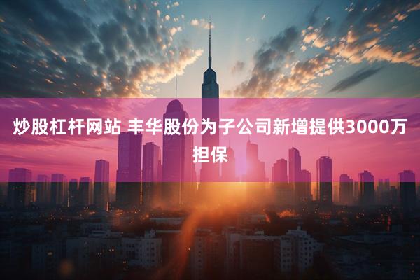 炒股杠杆网站 丰华股份为子公司新增提供3000万担保